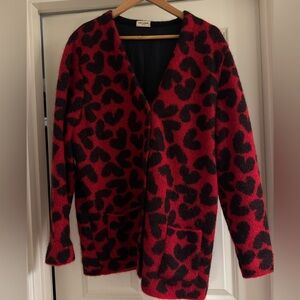 Saint Laurent Red and Black Heart Teddy Jacket